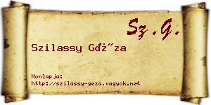 Szilassy Géza névjegykártya
